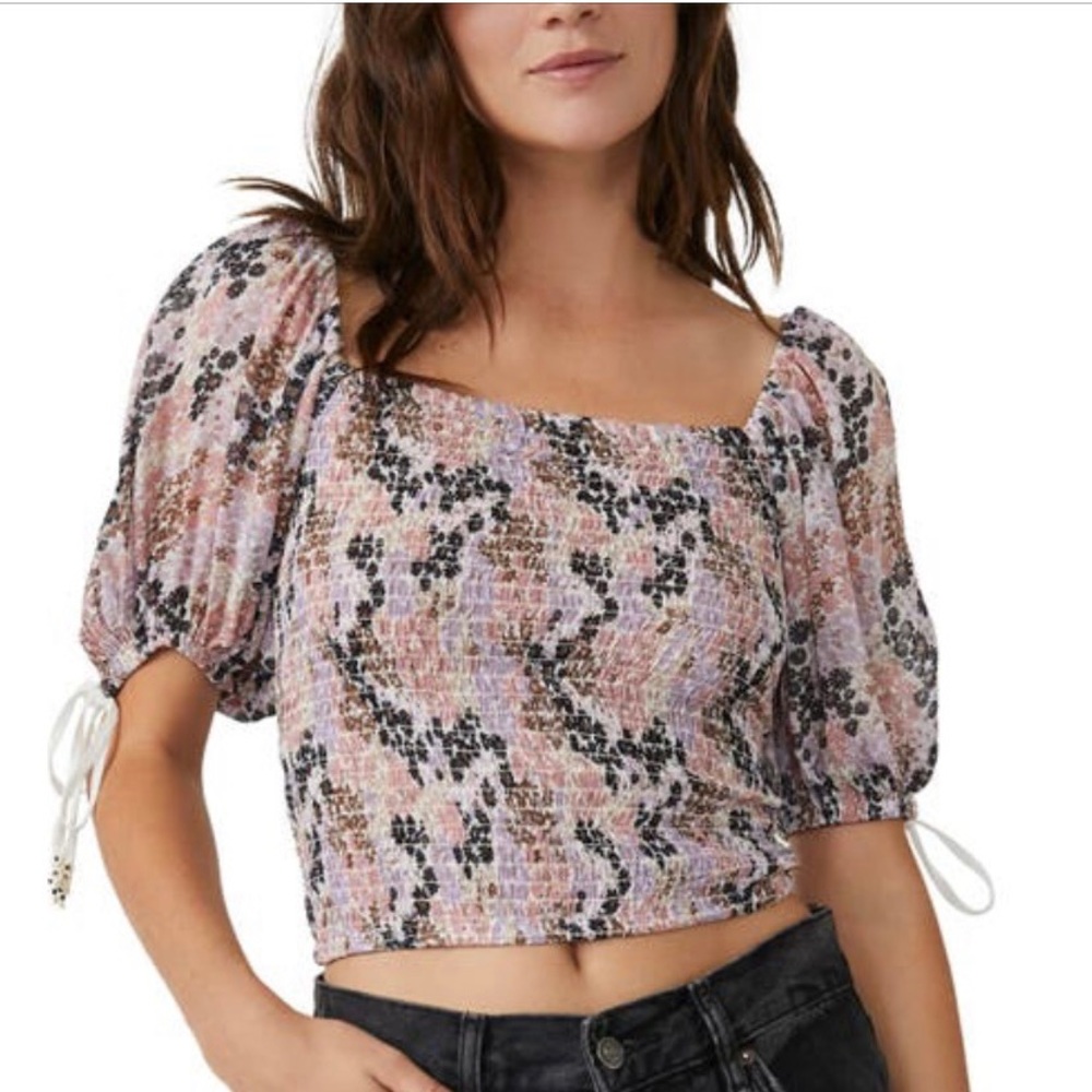 NEW Free People puff sleeve crop top